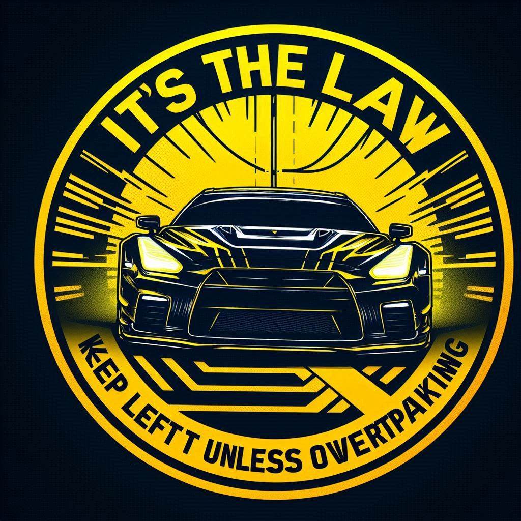 Reflective Yellow and Black Bumper Sticker - Keep Left Unless Overtaking