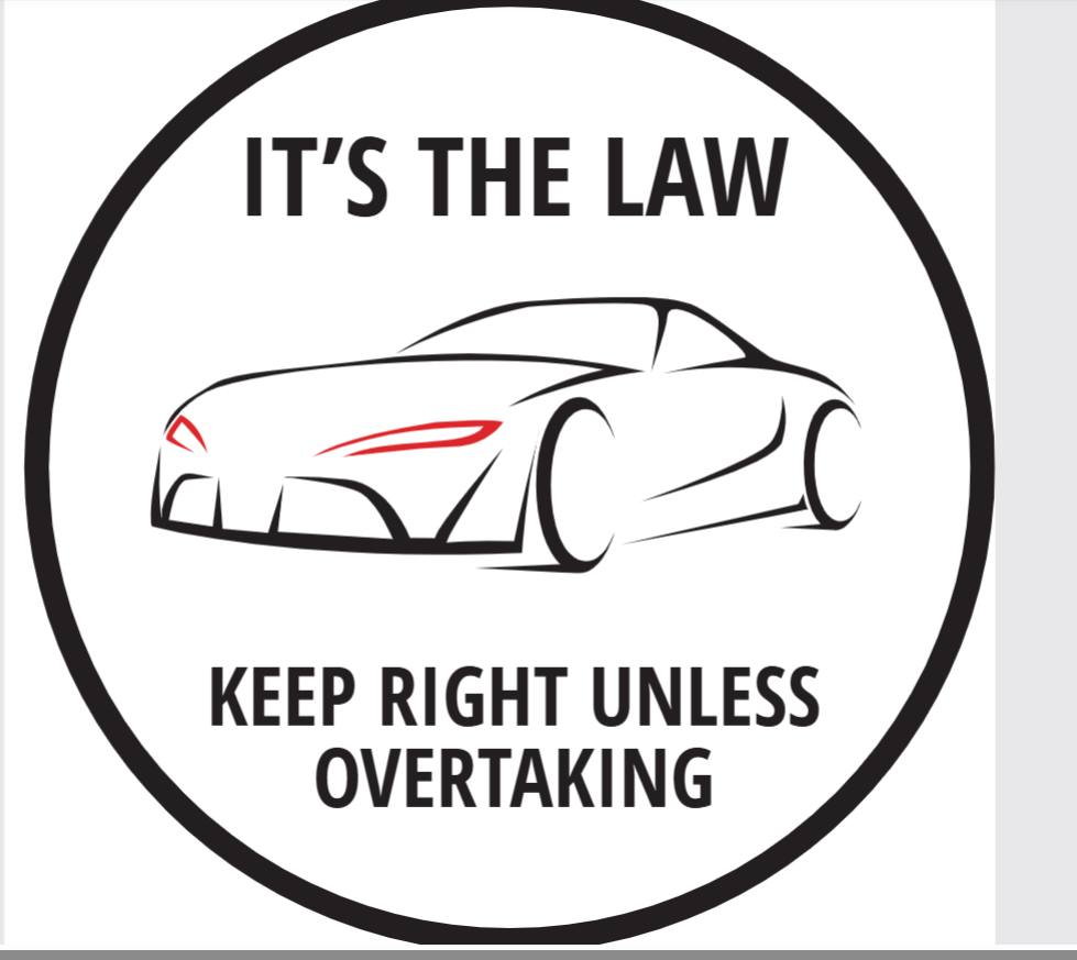 Black and white Bumper Sticker - Keep Right Unless Overtaking